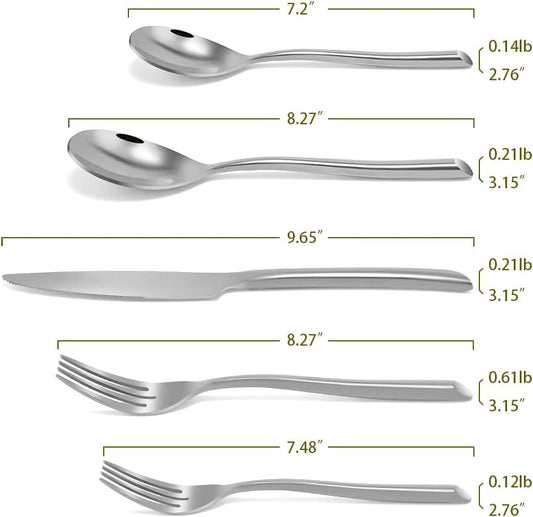 DEACORY Silverware Set Flatware Set Stainless Steel Cutlery Set with Streamlied Handle Mirror Finished Heavy 20 Pieces Home Kitchen Daily Use Wedding Housewarming Gift Dishwasher Safe Service for 4