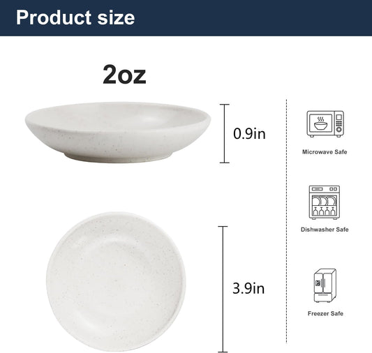 PYRMONT Wheat Straw Dipping Bowls,2 OZ Soy Sauce Dish & Bowl,Small Dipping Sauce Bowls Set of 8,Mini Appetizer Plates for Side Dishes,Ketchup,BBQ, Party,Condiments Serving Bowl Set - White