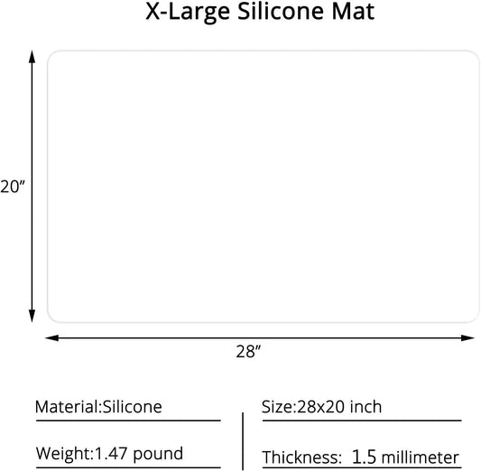 Gartful Silicone Mats for Countertop - Thicker, 28" by 20" Extra Large Multipurpose Mat, Counter Table Protector, Desk Saver Pad, Placemat Nonstick Nonskid Heat-Resistant Pad, Translucent, 2PCS