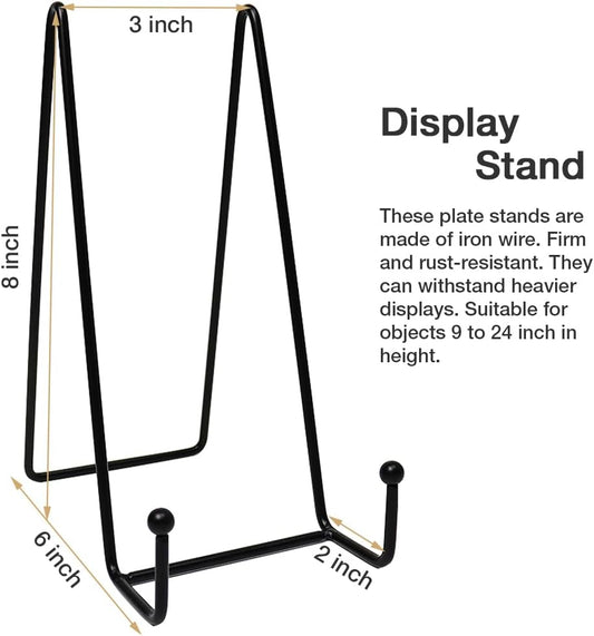 7 Pack 8 Inch Large Plate Stands for Display, Metal Black Plate Holder Display Stand, Picture Frame Stands for Book, Photo Easel, Decorative Plates