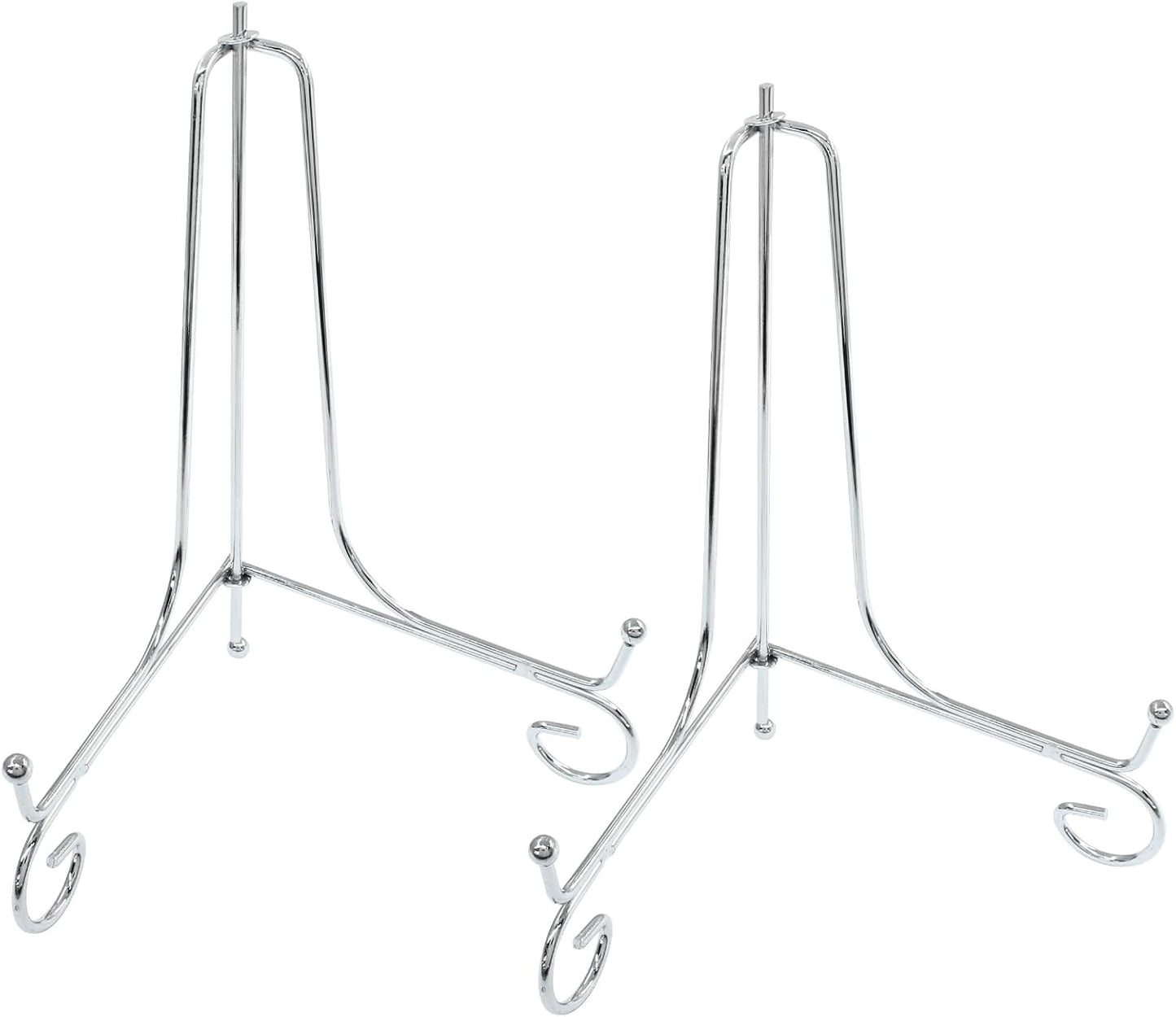 Hordion 2 Pack Plate Stand, 8 Inch Silver Iron Easel Photo Display Stand Plate Holder for Picture Frame Book Tabletop Art Platter