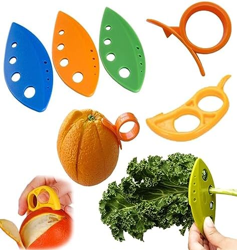 3 Herb Stripper + 2 Citrus Peelers - Kale Tool Rosemary Dill Orange Grapefruit Lemon Slicer Skin Remover Scoring Blade