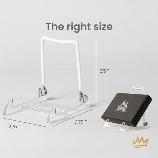 KINGDOM SOLUTIONS MADE IN USA 12-Pack Adjustable Acrylic Easels - Plate Stand - Sturdy Book Stand for Art, Pictures, Plates, Frames - Unique on the Market