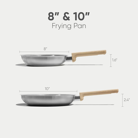 CAROTE 10"+ 8" Stainless Steel Frying Pan set, Non-Toxic Fry Pan Egg Pan Omelet Pan,Fast & Even Heat, Induction, Ceramic and Gas Cooktops Compatible