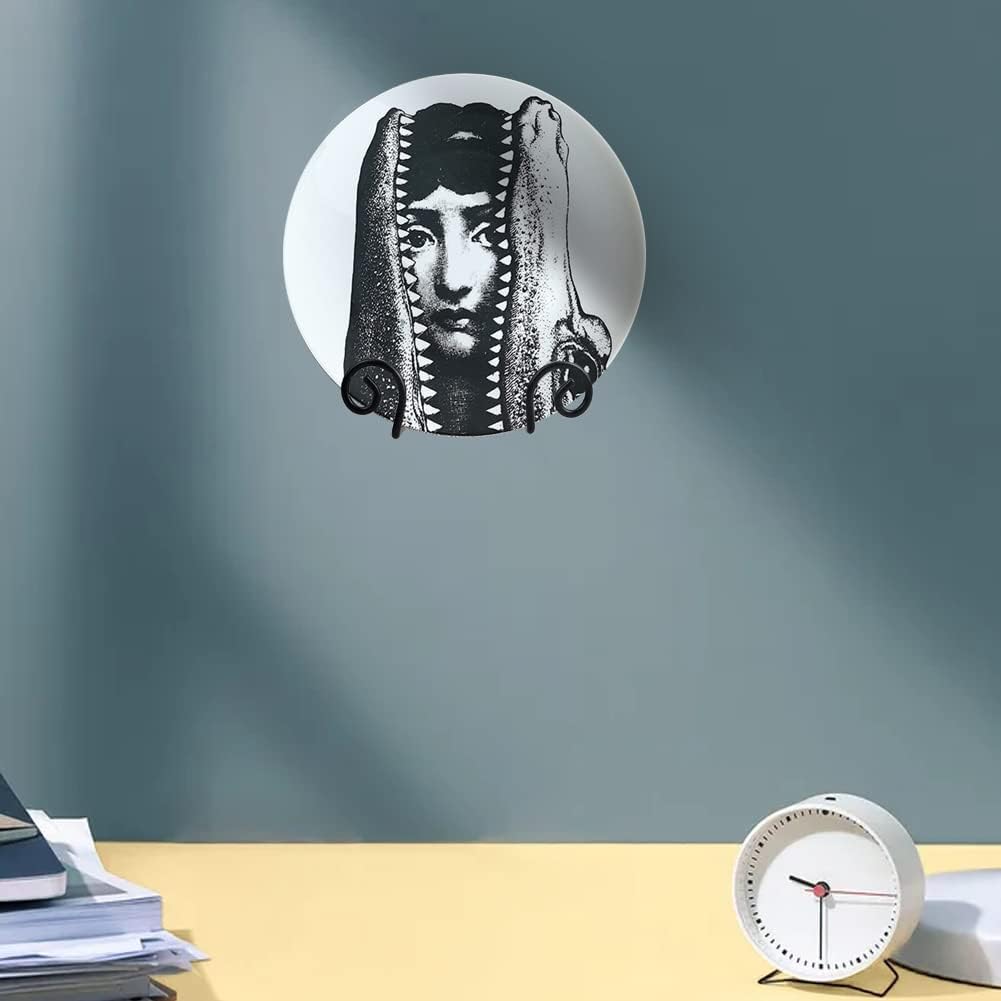 YY YEARCHY Plate Stand Holder for Wall 8 Pieces Hanging Display Rack Art Hanger Metal Easel Photo Holder Books Bowls Platters