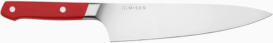 Misen 8" Chef Knife – High Carbon Japanese AUS-10 Stainless Steel – Hybrid German & Japanese Blade – Precision Kitchen Knife for Professionals & Home Cooks – Ultimate Cutting Performance - Red