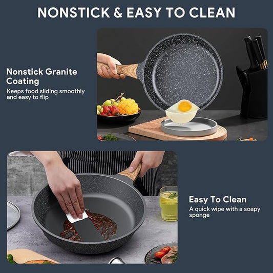 Non-stick Die-cast Deep Frying Pan Set Skillet Set Egg Omelette Pan (6)