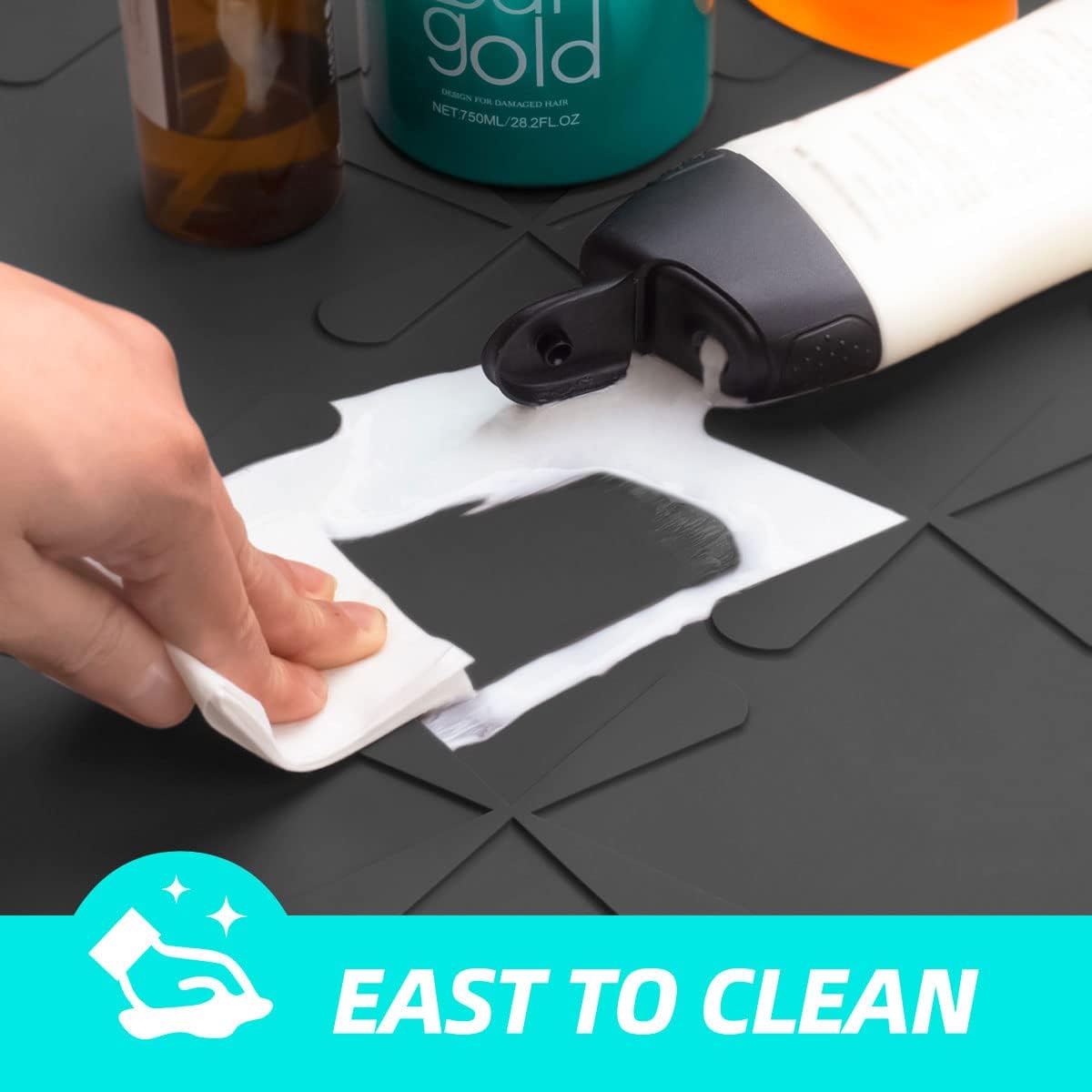 SIKADEER 19" x 19" Under Sink Mat Waterproof, Silicone Mat Kitchen Drawer Shelf and Cabinet Liner, Sink Protector for Kitchen Organizers and Storage, Boot Tray Pet Food Mats