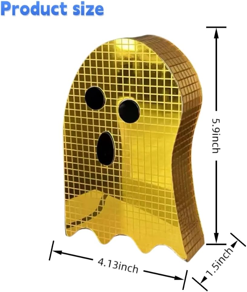 3 Pack Christmas Disco Laser Reflective Ghost Decor - 6 Inch Ball Table Centerpiece for Tiered Tray, Spooky Party & Home Decor, Sparkling Gothic Kitchen Desktop Decoration (Silver+Pink+Golden)