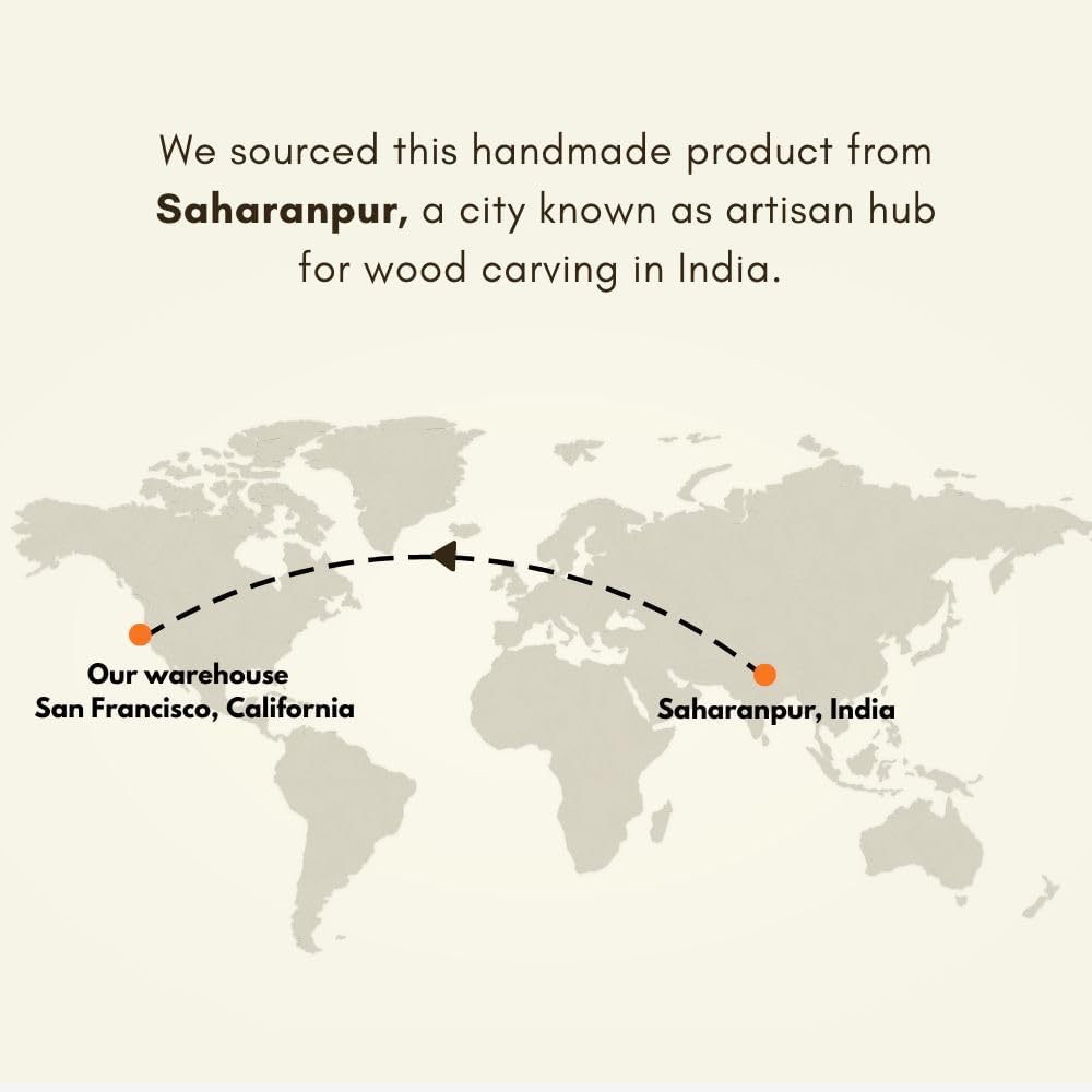 Medium Salad Bowl, 13" Wide, Kitchen Countertop Fruit Bowl, Serving Dish for Pasta, Bread, Mixing Bowl, Farmhouse Style, Mango Wood, Round, Serves 4-5