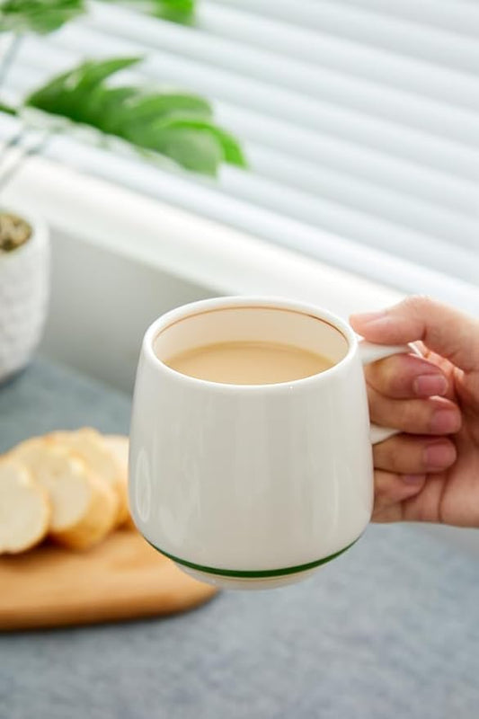 11 Ounce Porcelain Coffee Mugs Set of 6 with Handle Perfect for Coffee, Tea, Milk, Chocolate and Latte, Ceramic Coffee Cups Set for Man and Woman (Cozy Green)