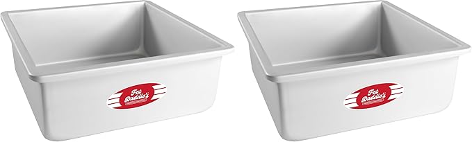 Fat Daddio's PSQ-10104 Anodized Aluminum Square Cake Pan, 10 x 4 Inch (Pack of 2)