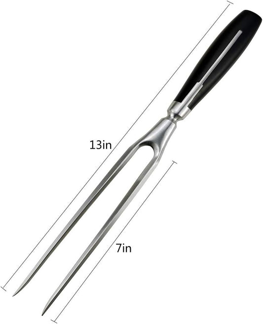 Carving Fork, Meat Fork, 13 Inch Cooking Fork, Heavy Duty Stainless Steel BBQ Fork, Long Metal Chef Pro Kitchen Forks for Barbecue, Serving, Cooking, Grilling, Roasting