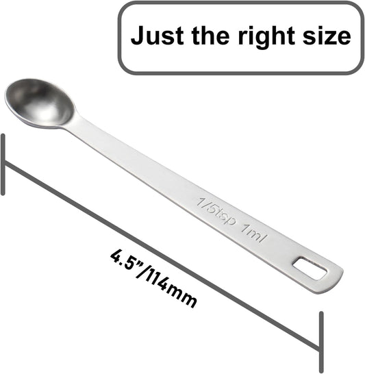 1PCS 1/5 Teaspoon(1/5tsp, 1ml) Single Tiny Measuring Spoon, Small Individual Stainless Steel Measure Spoons Only