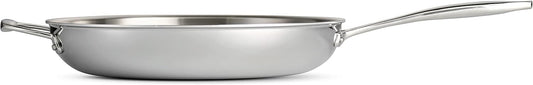Tramontina Signature Tri-Ply Clad Stainless Steel 12-Inch Large Frying Pan with Helper Handle, Induction-Ready Skillet, Dishwasher-Safe, NSF-Certified, Made in Brazil