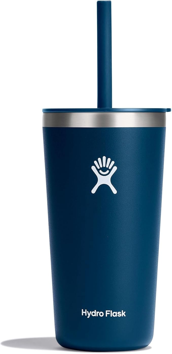 Hydro Flask All Around Tumbler Straw Lid, Insulated Travel Mug, Stainless Steel Coffee Cup 20 Oz Indigo