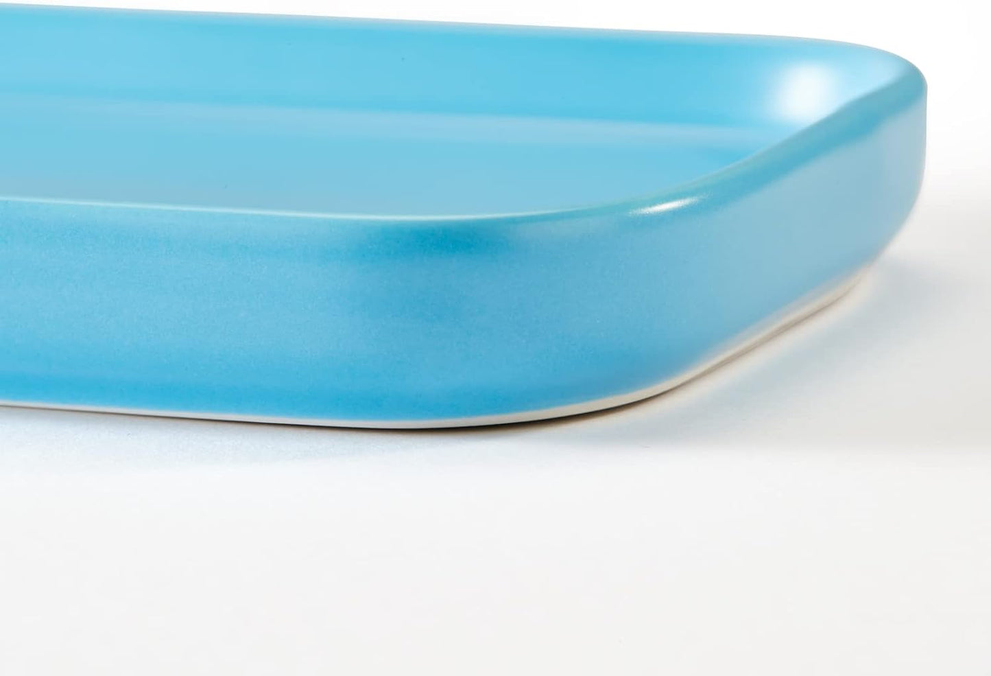 Ceramic Bathroom Tray,Kitchen Sink Organizer Tray,Cosmetics Holder (Blue)