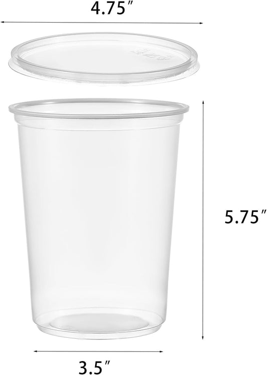 [42 Sets - 32 oz. Plastic Deli Food Storage Soup Togo Containers With Airtight Lids Clear Disposable Takeout Quart Container (Formerly FULING)