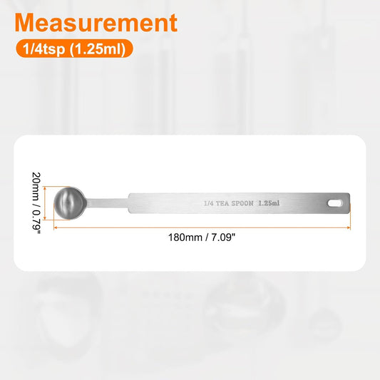 HARFINGTON 3pcs Single Measuring Spoon 1/4tsp (1.25ml) Teaspoon/Tablespoon 430 Stainless Steel Single Tiny Square Bowl Measuring Spoon Long Handle Measure Scoop