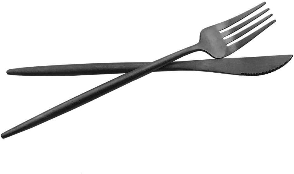 JASHII Luxury Black Flatware, Silverware Sets, 6-pieces Elegant Cute 18/10 Stainless Steel Silverware Set for Eating Home Kitchen Hotel Restaurant, Service Sets for 1 People, Dishwasher Safe