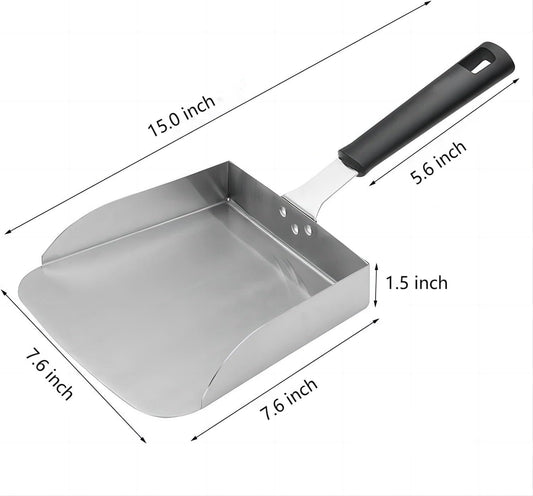 Generic Large Griddle Scoop and Wide Smash Burger Spatula. Stainless Steel Griddle Food Mover. BBQ Grill Food Shovel for Fried Food, Stir Fry, Hibachi Tools, Silver