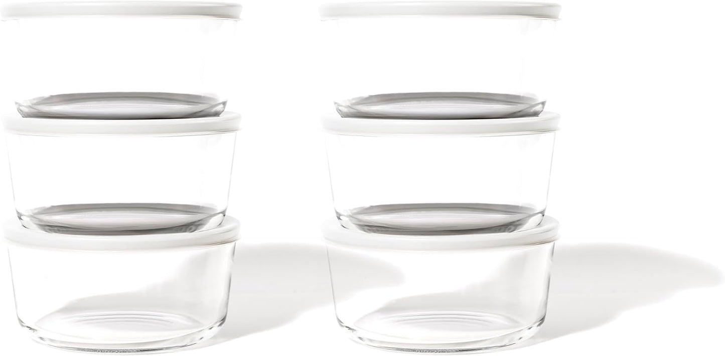 DURA LIVING 12-Piece Glass Food Storage Containers Set (6 Containers + 6 BPA-Free Lids) | 2-Cup, Leakproof | Microwave, Freezer, Oven & Dishwasher Safe | Ideal for Meal Prep & Pantry Organization