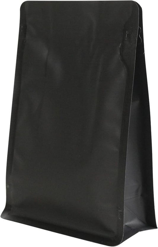 110 Pack High Barrier Stand-Up Coffee Bean Bags with Vented Valve, Matte Metallic, Heat-Sealable and Resealable Solid Color Pouches for Food Storage (5.1 * 8 inch,1/2 lb,8 oz,Black)