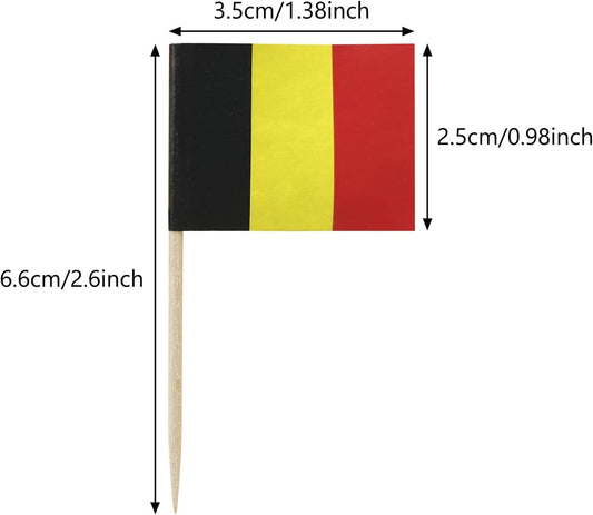 100PCS Belgium Flag Belgian Small Toothpick Flag Decor Mini Cupcake Toppers Cocktail Food Flags Decorations Cocktail Picks
