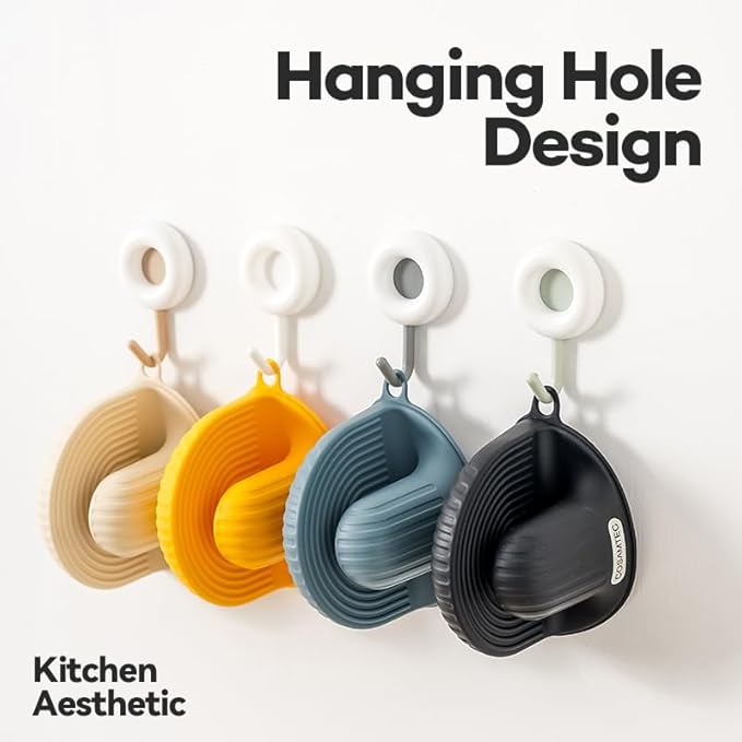 Silicone Oven Mitts Heat Resistant Mini Oven Gloves and Pot Holders Set for Kitchen Non Slip Waterproof Pinch Grips for Cooking and Baking Set of 2