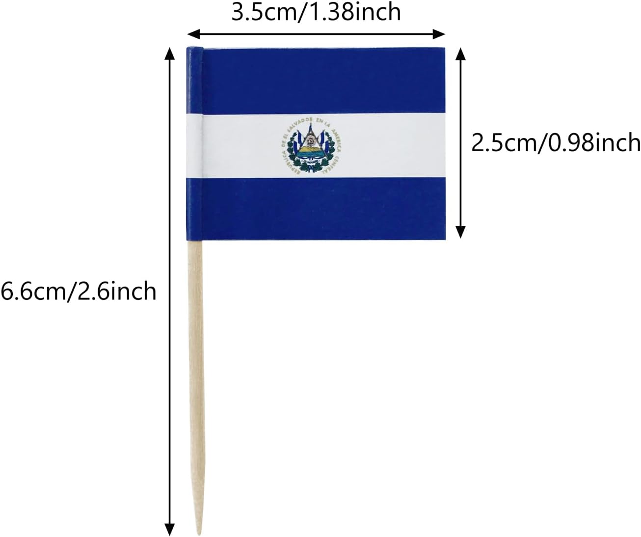 100 Pcs Salvador Flag Salvadorans Toothpick Flags, Small Mini Stick Cupcake Toppers Salvadorans Flags Cocktail Picks