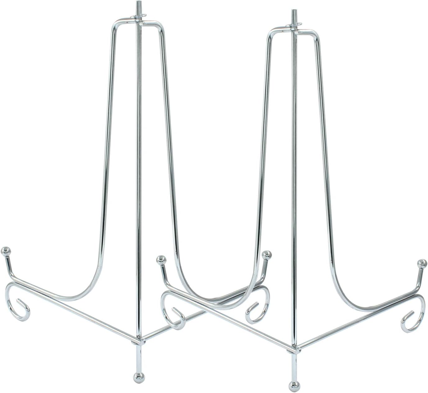 Hordion 2 Pack Plate Stand, 10 Inch Silver Iron Easel Photo Display Stand Plate Holder for Picture Frame Book Tabletop Art Platter