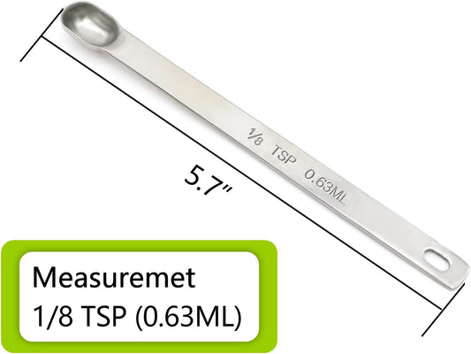 1PCS 1/8tsp (0.63ml) Single Measuring Spoon, Stainless Steel Long Handle Individual Teaspoons Only