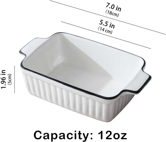 Casserole Dishes for Oven, 12Oz Ceramic Baking Dish with Handles, Rectangular Bakeware Set of 4, Deep Baking Dishes for Kitchen Lasagna, Cake, Cooking, Housewarming Gift