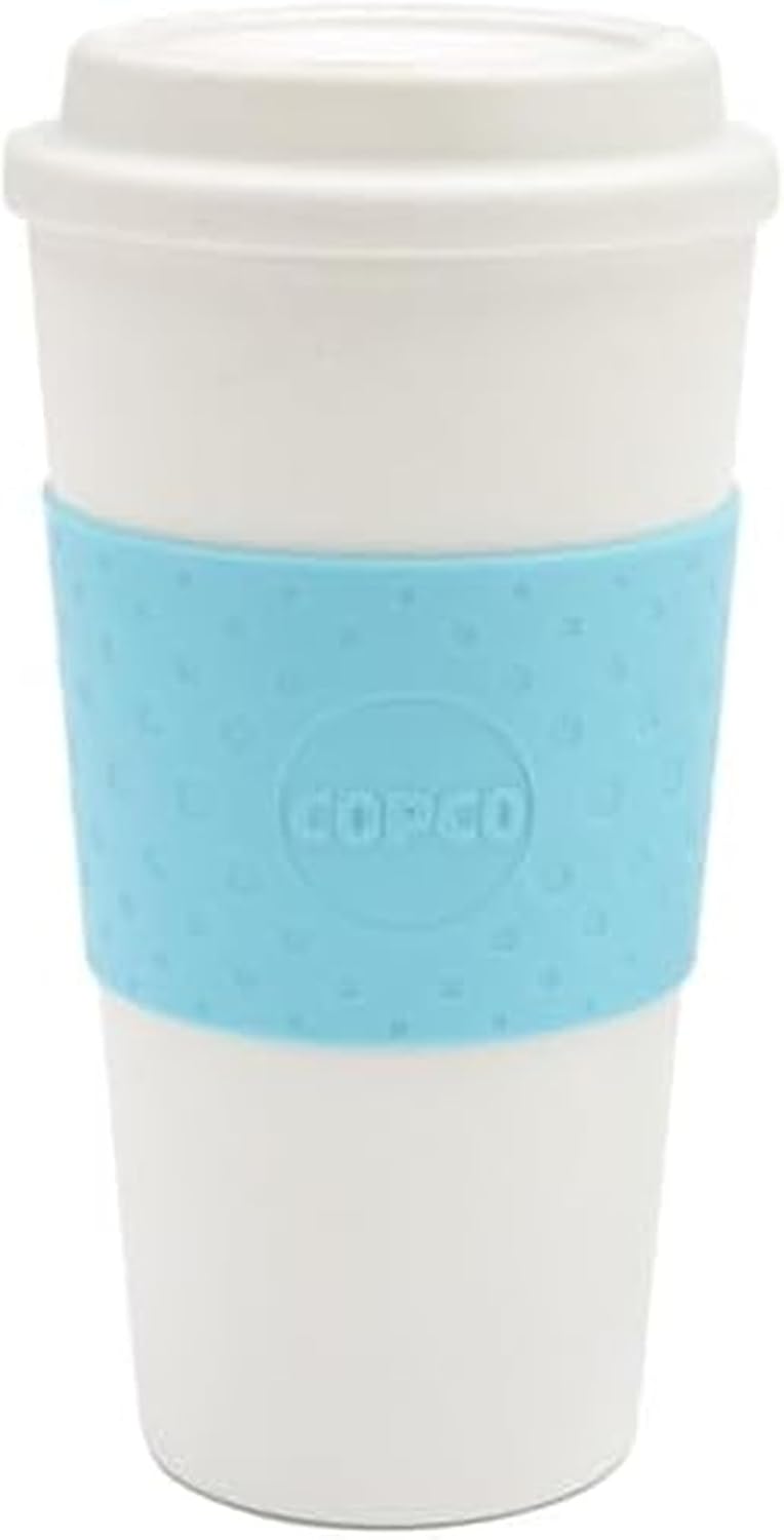 Copco Acadia 16 oz Travel Mug - Insulated Reusable Coffee Tumbler with Double-Walled Plastic, Leak-Proof Lid, BPA-Free - Portable Mug for Hot & Cold Drinks, Cup Holder Friendly (Azure Blue)
