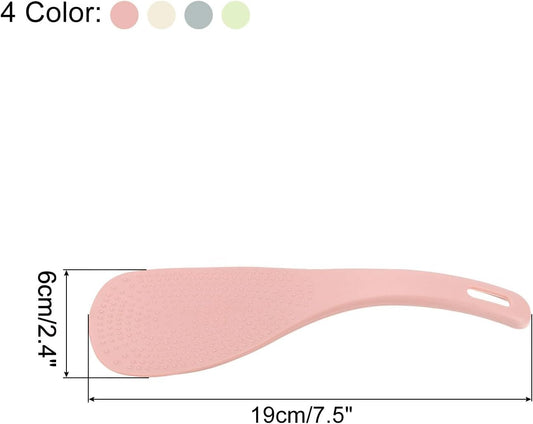 uxcell 4pcs Plastic Rice Paddle Non-Stick Rice Spoon Stand-up Rice Spatula Kitchen Utensils for Home Restaurant Hotel, Beige/Green/Blue/Pink
