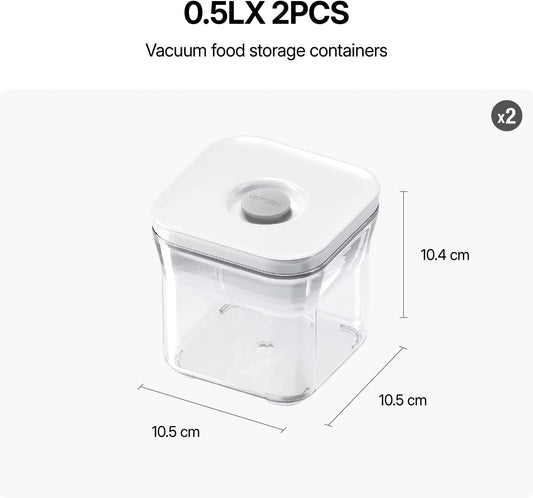 VAKUEN Premium Airtight Food Storage Containers, 2PC-SET(0.53qt), Smart One-Click Seal Lid, Patented Double Silicone Lining, 100% Leak Proof, BPA-FREE, Dishwasher, Freezer & Microwave Safe