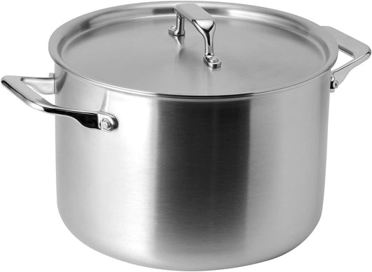 Misen 5-Ply Stainless Steel Stockpot – Large Cooking Pot for Boiling, Simmering & Stewing - Consistent, Even Heating - Durable, Dishwasher Safe – Oven-Safe to 800F, Induction Ready - 8 QT