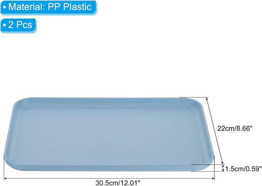 PATIKIL 12x9 Fast Food Tray, 2 Pack PP Plastic Reusable Multi-Purpose Non-Slip Rectangle Serving Tray for Cafeteria Restaurant Home Kitchen, Blue