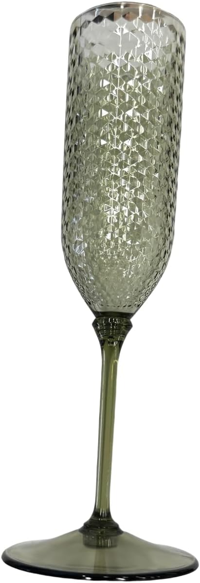 24 Pack Green Detachable 2 piece Champagne Flutes 5.5 Oz Unbreakable Plastic Mimosa Disposable Champagne Glasses Drinking Cups Stemmed Reusable Wine Toasting Glasses for Wedding (24, Olive Green)