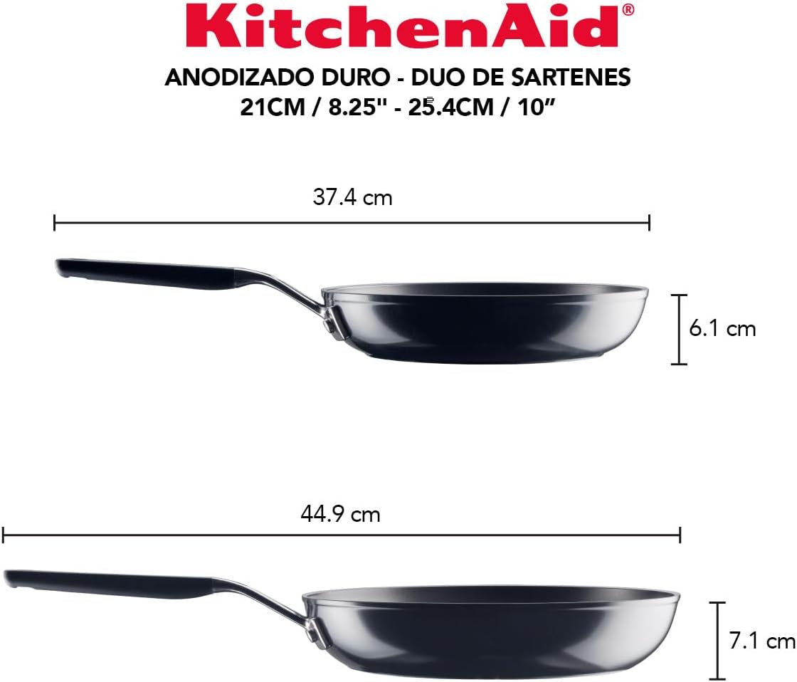 KitchenAid 84803 Hard Anodized Nonstick Frying Pans/Skillet Set, 8.25 Inch and 10 Inch - Onyx Black