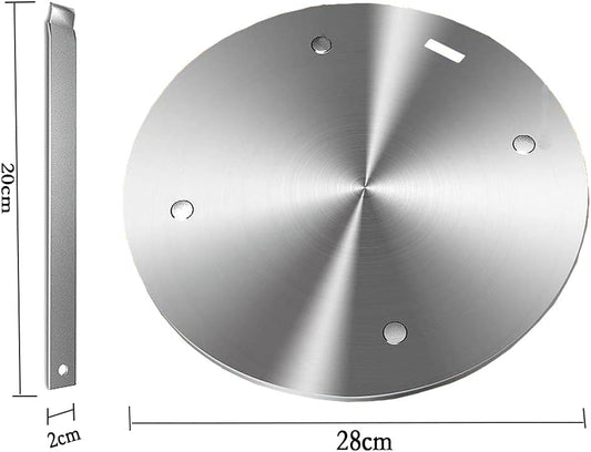 11inch Heat Diffuser Plate, Grourarty Stainless Steel Cooking Induction Adapter Simmer Plate for Electric Gas Glass Cooktop Hob Ring, Induction Cooktop Converter Plate with Handle