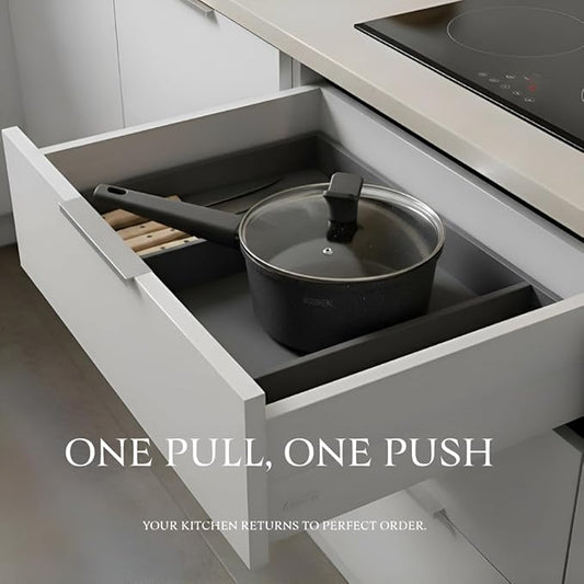 THE ROCK SOHO Nonstick Saucepan with Lid, 2 Quarts Small Pot with PPG Quantum2 Coating – Durable for Urban Kitchens, Nothing Sticks, Never Warps, Lasts Longer, Induction Compatible, PFOA-Free, Black