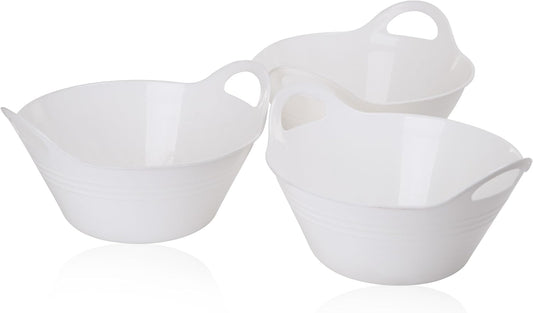 Mintra Home Plastic Bowls with Handles (970ml Small 3pk, White)