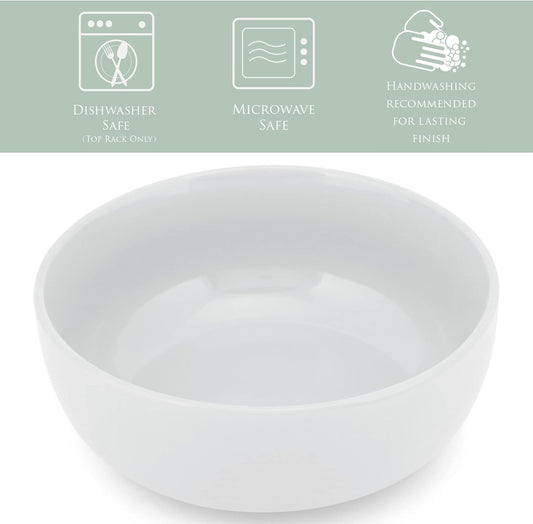 Elanze Designs Bistro Glossy Ceramic 7 inch Dinnerware Bowls Set of 4 - Perfect for Everyday uses from Pasta to Salad, Cereal to Ice cream, Ramen to Pho, White