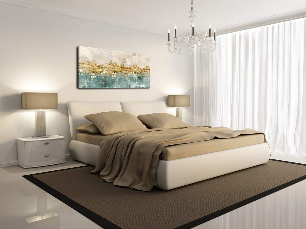 DZL Art A74662 Brown and Blue Abstract Painting Modern Decor Wall Art Tan Color Canvas Gray Painting Contemporary Decor Abstract Canvas Living Room Art Painting