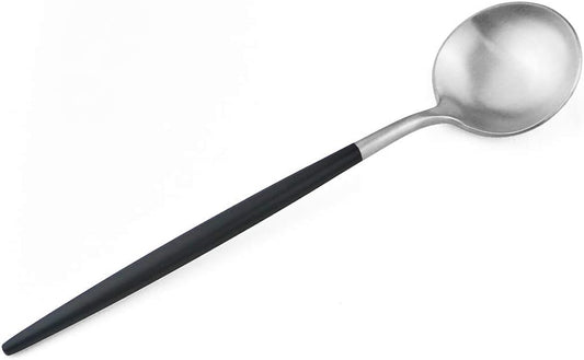 Gugrida Luxury Flatware, Royal 20 Piece Matte Black Handle 18/10 Stainless Steel Tableware Sets for 4 Including Forks Spoons Knives, Camping Silverware Travel Utensils Set Cutlery (Black Silver)