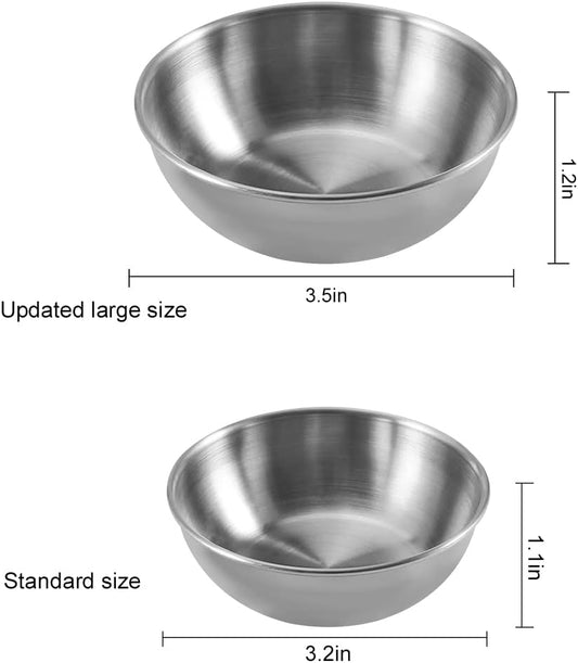 8 Pack 3.5inch Stainless Steel Sauce Dishes Mini Individual Saucers Bowl Round Seasoning Dishes Sushi Dipping Bowl Appetizer Plates, Sliver