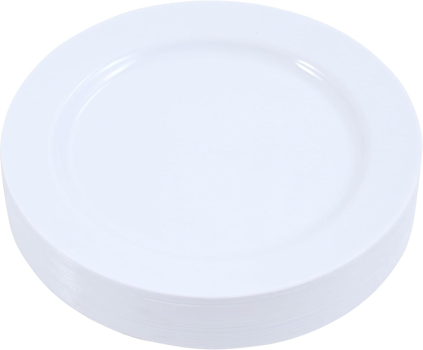 120-Piece Dinner Plastic Plates Set Premium 120 Dinner Plates, Disposable Plates for Party - White Plastic Wedding Plates Solid White