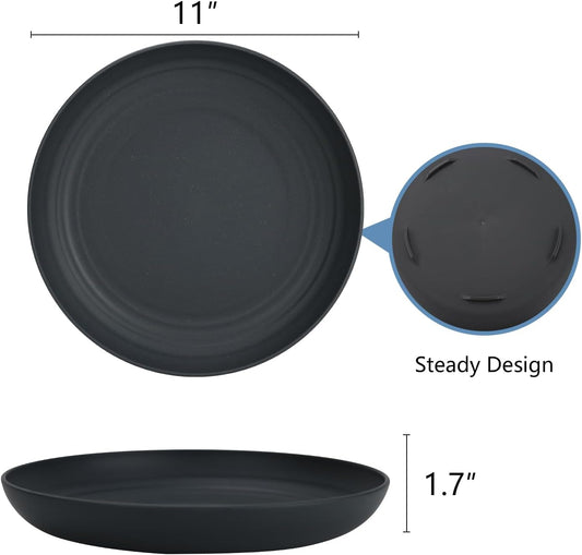 Homienly Wheat Straw Dinner Plates Set of 8-11 Inch, Alternative to Plastic, Microwave & Dishwasher Safe, Unbreakable Kids Plates with 4 Colors (Stone Grey)