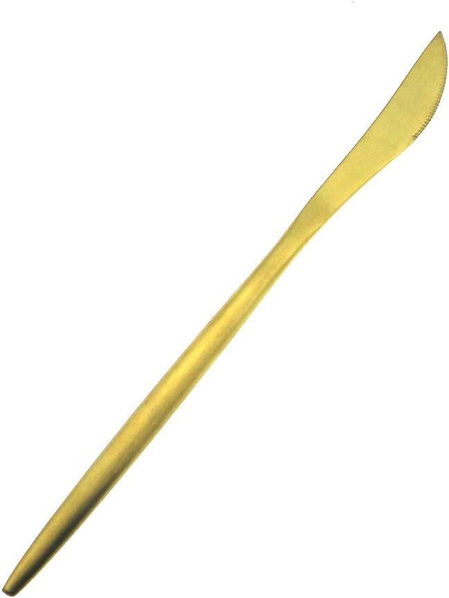 Gugrida 5 Pieces Matte Gold Flatware Set, 18/10 Stainless Steel Cutlery Sets Including Knife Fork Spoon w/Dessert Fork Teaspoon, Silverware Sets Service for 1